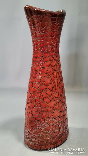 Flawless! Modern vase of Zsolnay eozin ox blood, shrink glaze