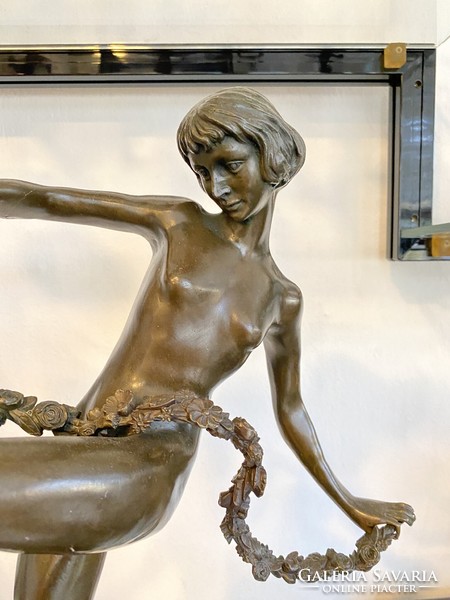 Art deco dancer bronze statue