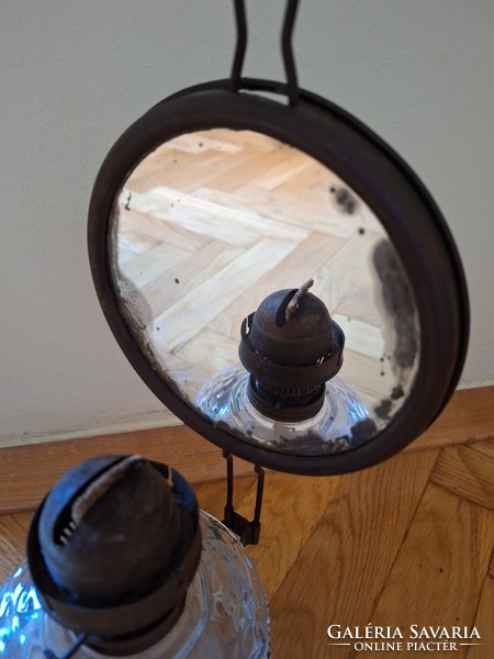 Régi tükrös petróleum lámpa