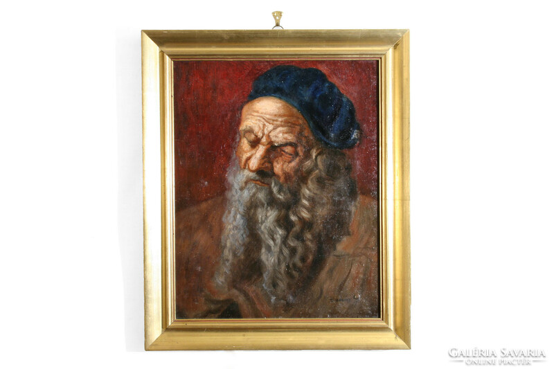 Bertalan Bodnár (1909-1985) portrait of an elderly man 60x50cm | bearded old man portrait