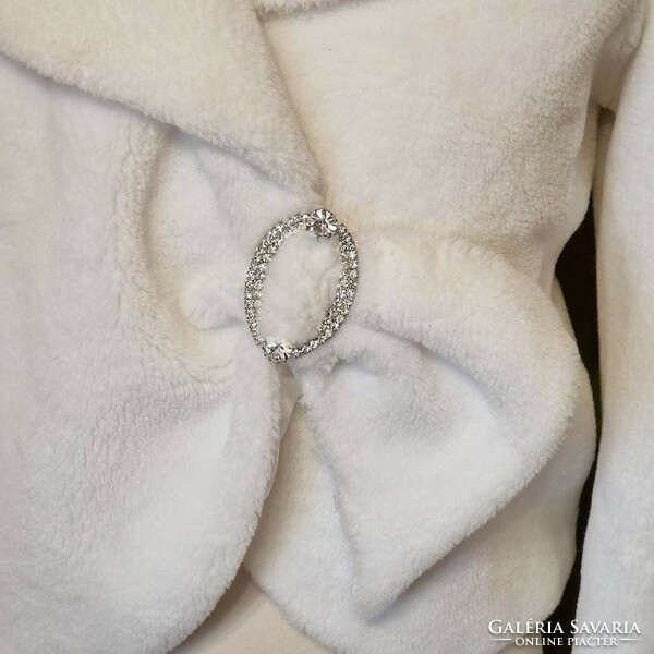 About M Snow White Color Bridal Fur Bolero, Casual Little Jacket, Blazer With Rhinestone Clasp