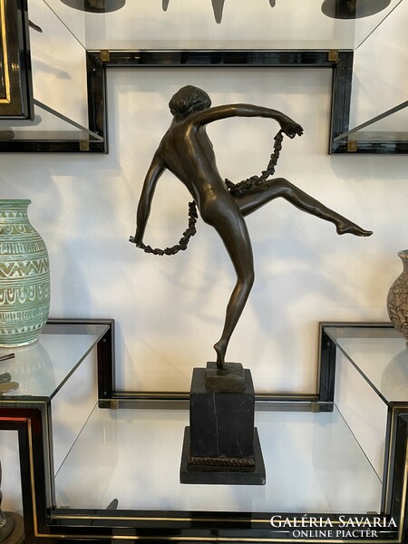 Art deco dancer bronze statue