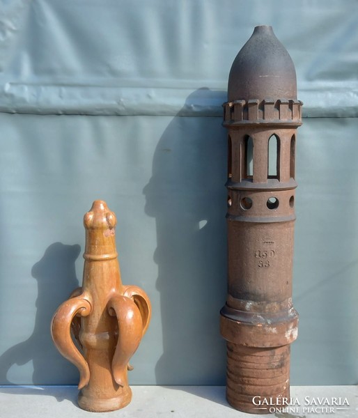 Antique Zsolnay chimney, roof decoration