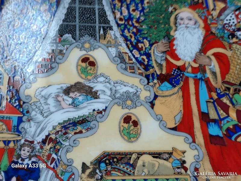 Royal Worcester angol porcelán dísztányér karácsonyi jelenettel