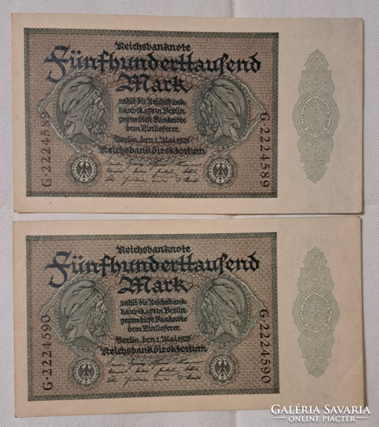 Sorszámkövető 1923.  Németország / Weimari Köztársaság  500.000 /ötszázezer Márka