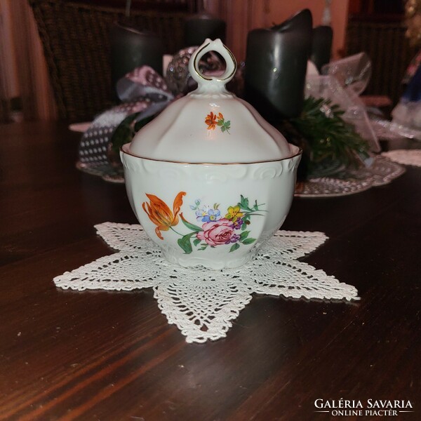 Mitterteich Bavarian porcelain, sugar bowl with floral lid
