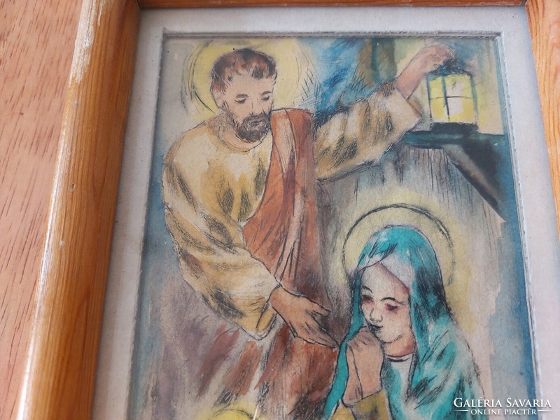 (K) holy family painting 15x19 cm with frame