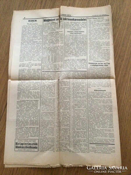 Szabad Nép c. újság 1945 április 1-i száma, Rákosi és Gerő Ernő cikkeivel a címlapon