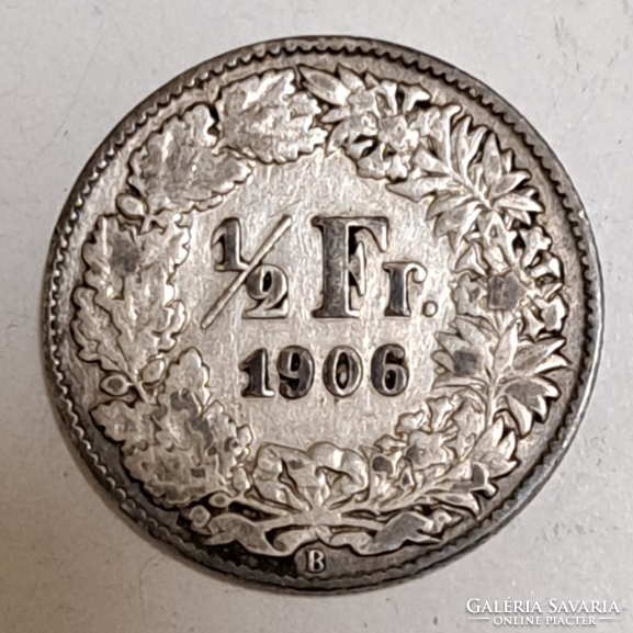 1906. Switzerland 0.835 silver 1/2 franc (g/23)