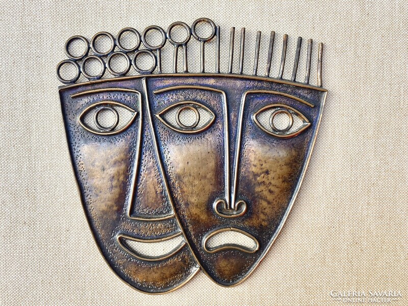 Percz János bronz fali maszk - fali plasztika 15 cm