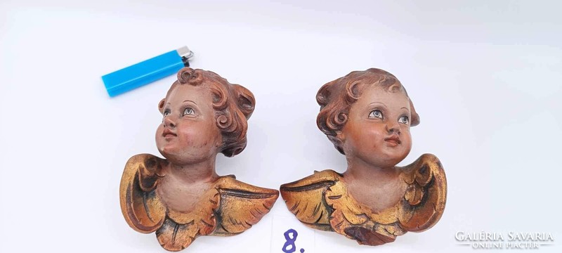 Pair of wooden angel figurines