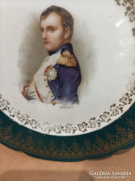 Antik Napoleon porcelán tányér, falidisz, 17 cm-es kézzel festett.