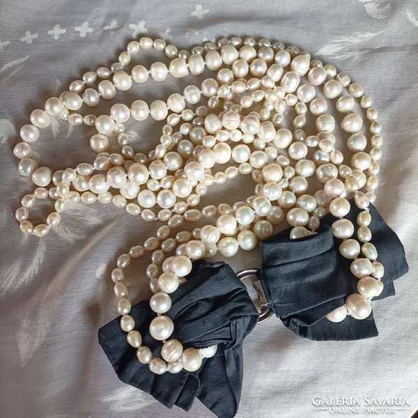 160 + 120 Cm long real pearls, chanel style