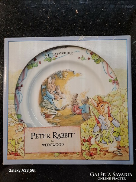 Csodálatos Wedgwood angol gyermek porcelán lapos tányér Peter Rabbit Nyúl Péter kalandjairól