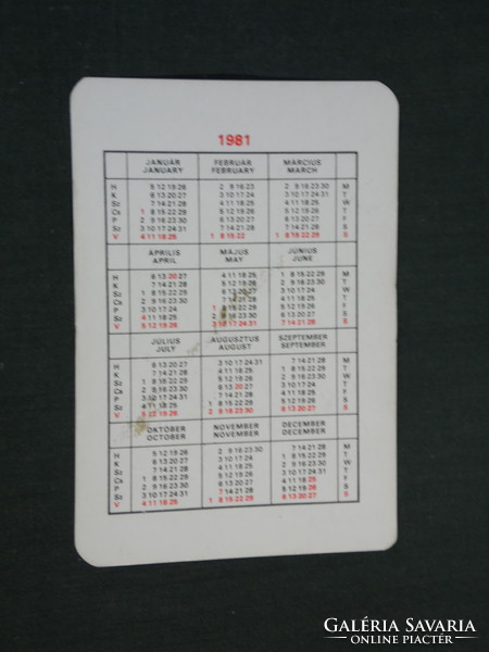 Card calendar, Sasad mgtsz, horticulture, graphic artist, 1981, (4)