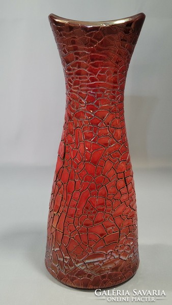 Flawless! Modern vase of Zsolnay eozin ox blood, shrink glaze