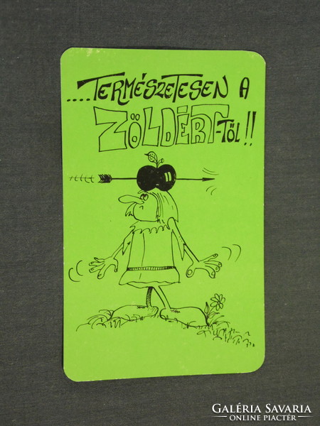 Kártyanaptár, Zöldért zöldség gyümölcs vállalat, grafikai rajzos, humoros, 1981,   (4)