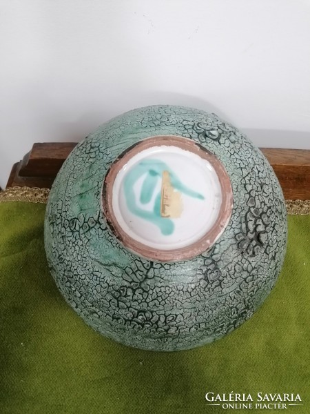 Retro industrial art cracked pattern turquoise bowl