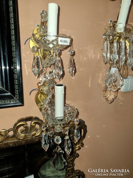 2 old renovated crystal wall arms