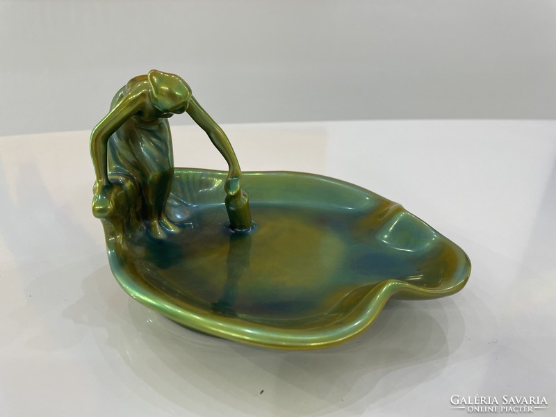 Zsolnay eozin vízmerítő nő porcelán szecessziós női figura