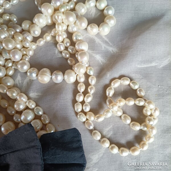 160 + 120 Cm long real pearls, chanel style