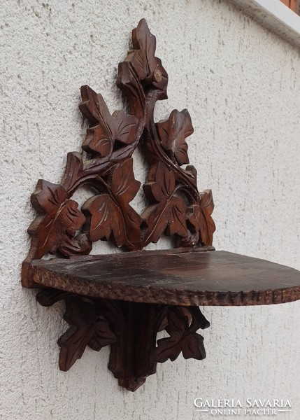 Antique carved wall shelf pedestal, flower holder, clock holder. Handmade