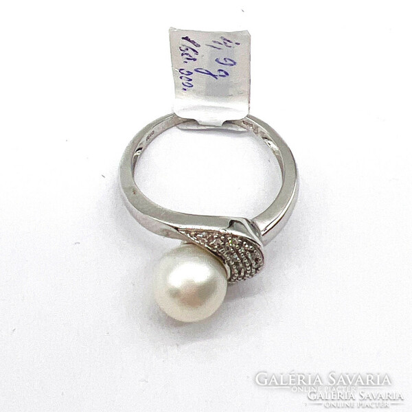 White gold ring with pearls - ek13