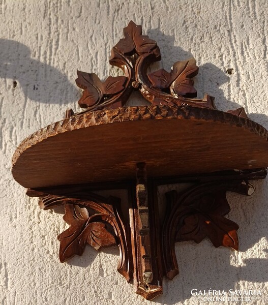 Antique carved wall shelf pedestal, flower holder, clock holder. Handmade