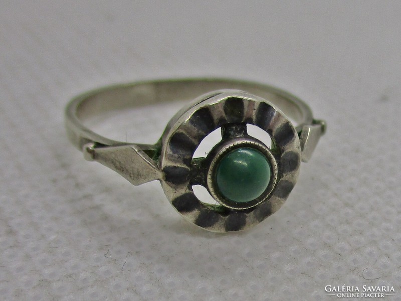 Elegant antique Russian silver ring with aventurine stone