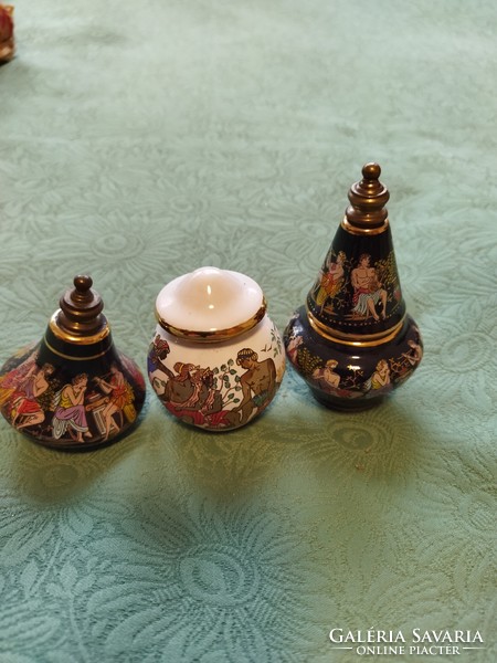 There are 2 black Greek perfume and perfume cream ceramics