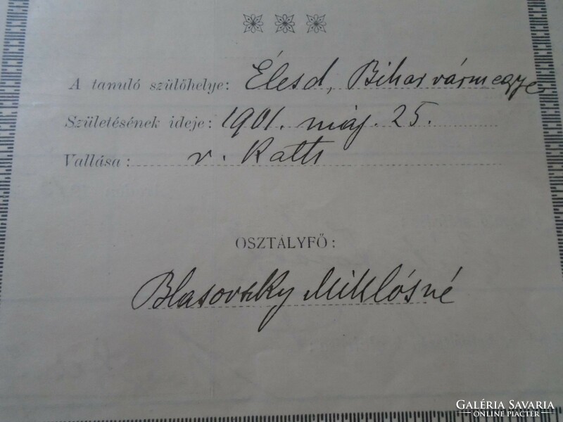 ZA478.5  Értseítő - Arad - Állami Felsőbb Leányiskola  1914-15  Nagy Klára - Blasovszky Miklósné