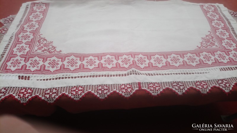 Antique cross-stitch Kalotaszeg embroidered drapery with azure cut, incredible beauty!