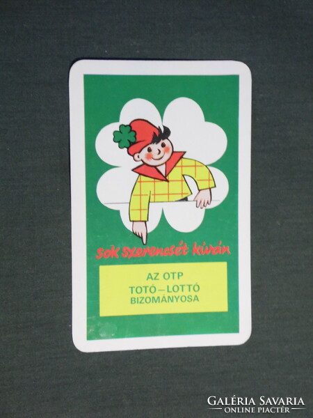 Kártyanaptár, Totó Lottó szerencsejáték, grafikai rajzos,reklám figura, 1981,   (4)
