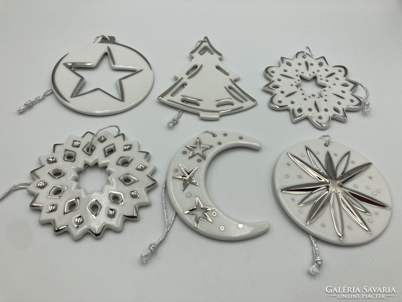 Hölóházi porcelain Christmas tree decoration set, platinum