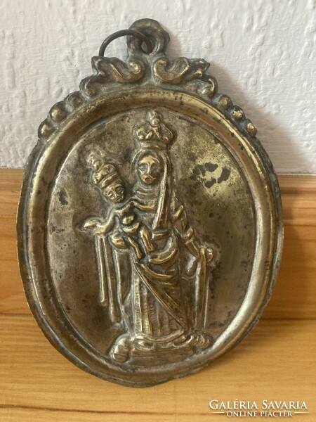 Mary's little Jesus ex voto silver-plated copper