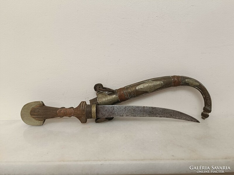 Antique Jambiya Arabic Persian Syria Morocco Berber dagger metal inlay copper knife weapon xix. No. 829 8270