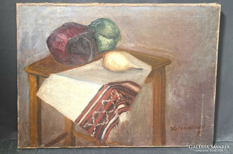 Kolosvary marked: still life with vegetables (oil on canvas) Zsigmond Kolozsváry?