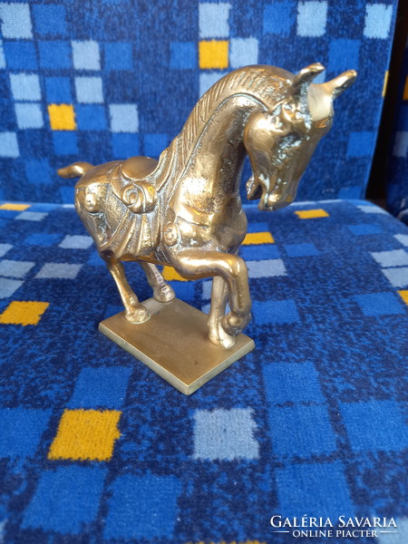 Gyönyörű régi réz ló szobor II. (12,3x16,5x4,5 cm)
