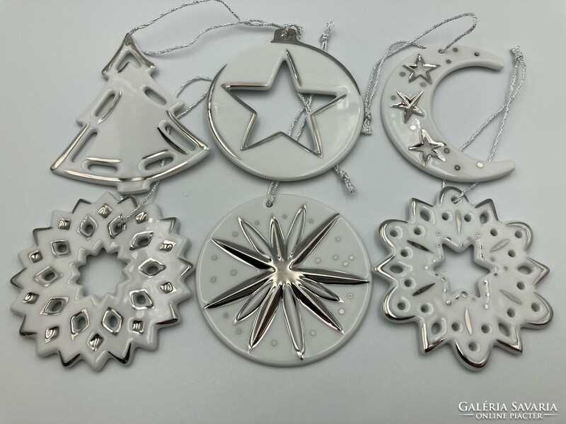 Hölóházi porcelain Christmas tree decoration set, platinum