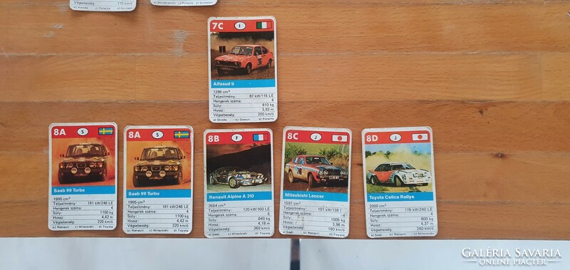 27 car cards from the 1980s