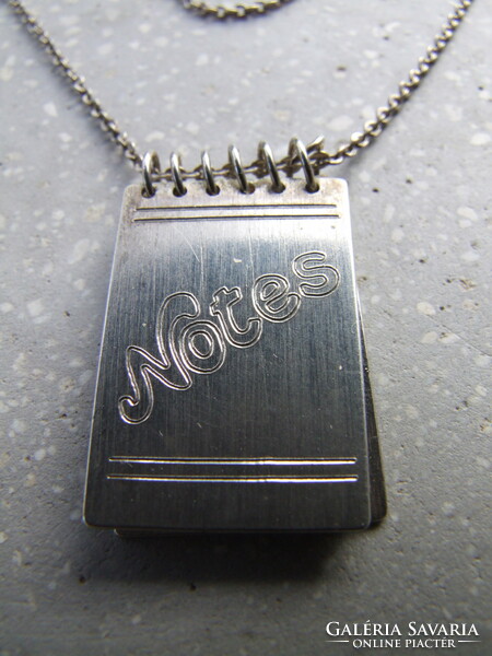 Necklace, silver notebook pendant (231126)