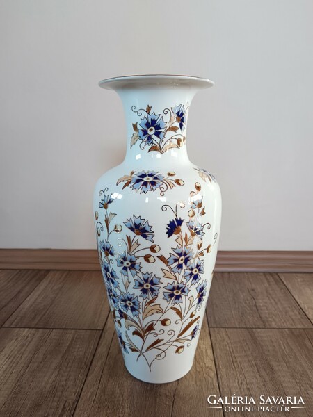 Zsolnay large porcelain vase with cornflower pattern