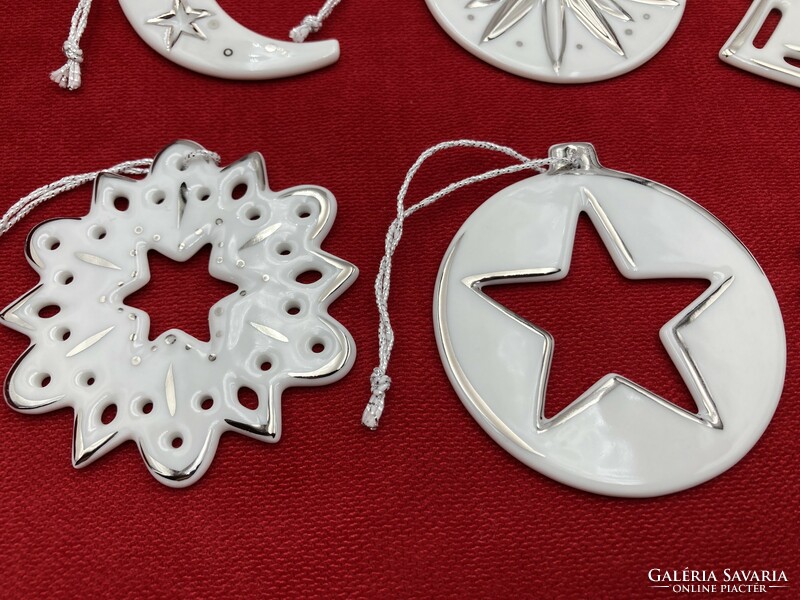 Hölóházi porcelain Christmas tree decoration set, platinum