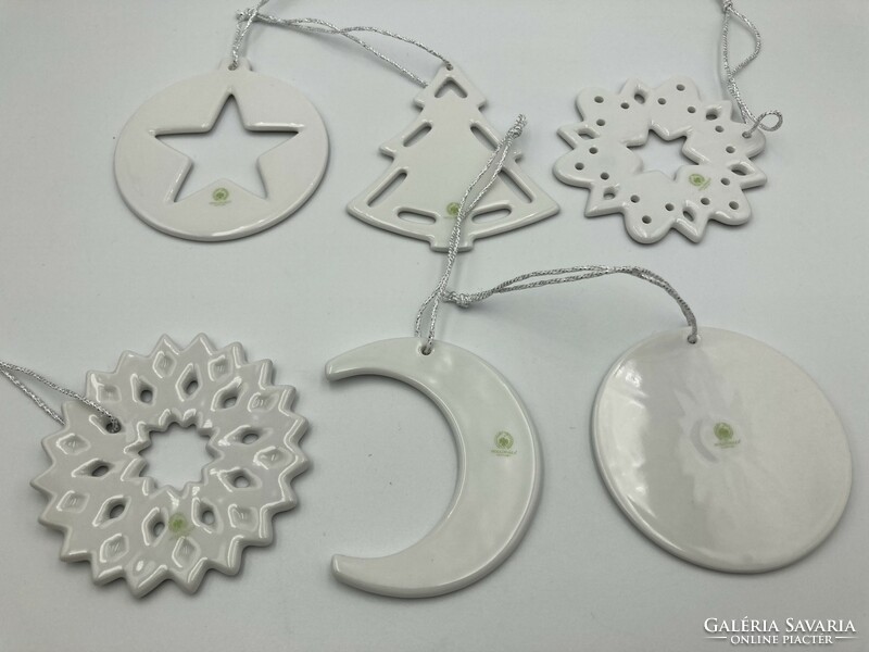 Hölóházi porcelain Christmas tree decoration set, platinum