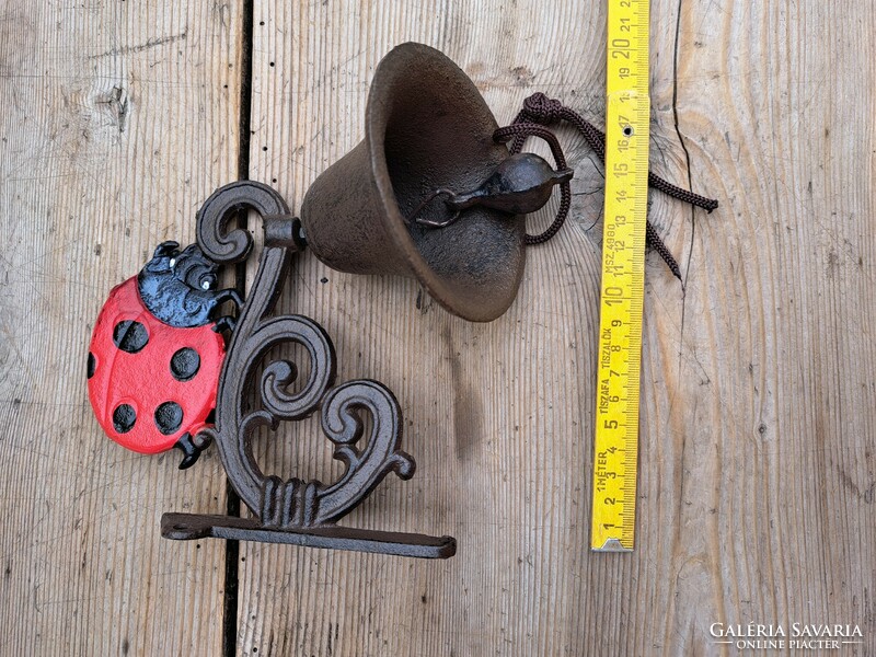 Pigeon bell with cast iron ladybird, door decoration