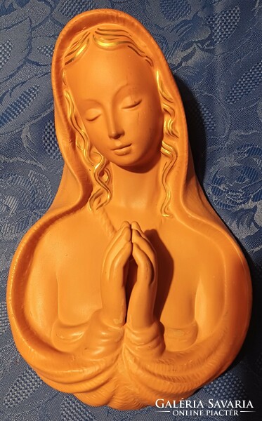 Beautiful wall ceramic Mária statue, collectible as well as homely art deco