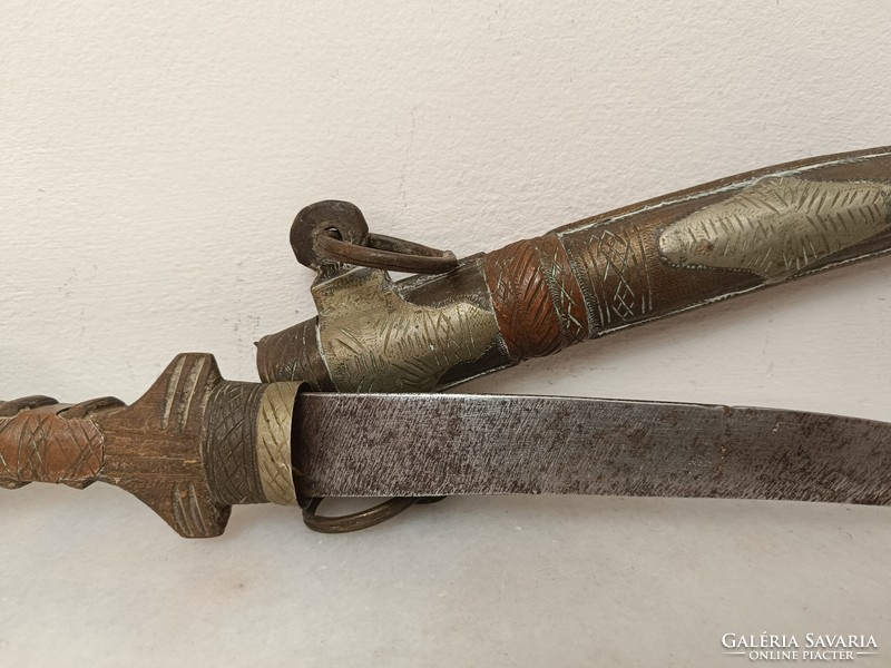 Antik Jambiya arab perzsa Szíria Marokkó berber tőr fém rátétes réz kés fegyver XIX. sz. 829 8270