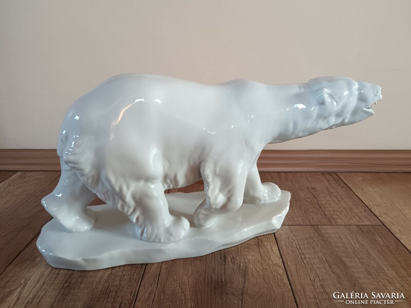 Antik Herendi nagyméretű porcelán jegesmedve figura
