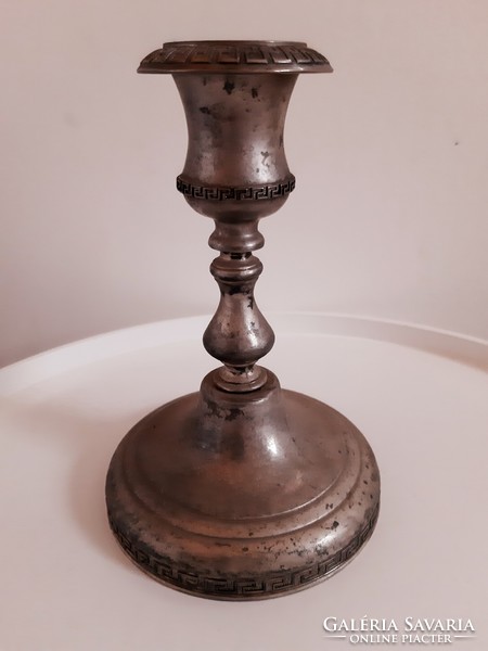Antique silver plated alpaca candle holder