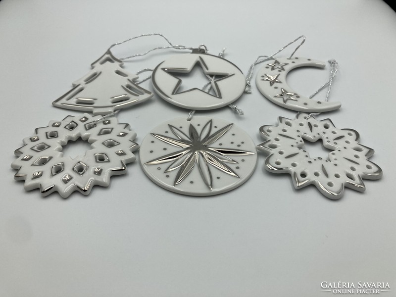 Hölóházi porcelain Christmas tree decoration set, platinum